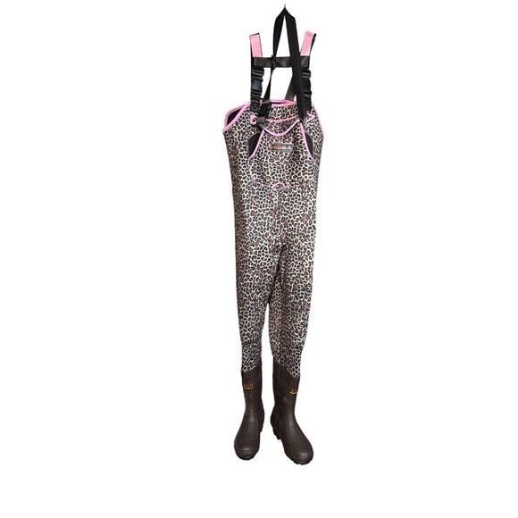 Hisea Womens Insulated Waders With Boots Size 6  Leopard Print  400g Thinsulate - Picture 1 of 16